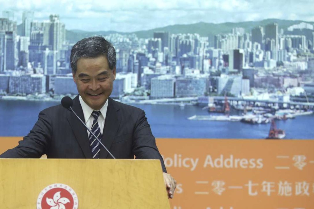 Chief Executive Leung Chun-ying announces his Policy Address. Hong Kong sport received special mention this time. Photo: Sam Tsang