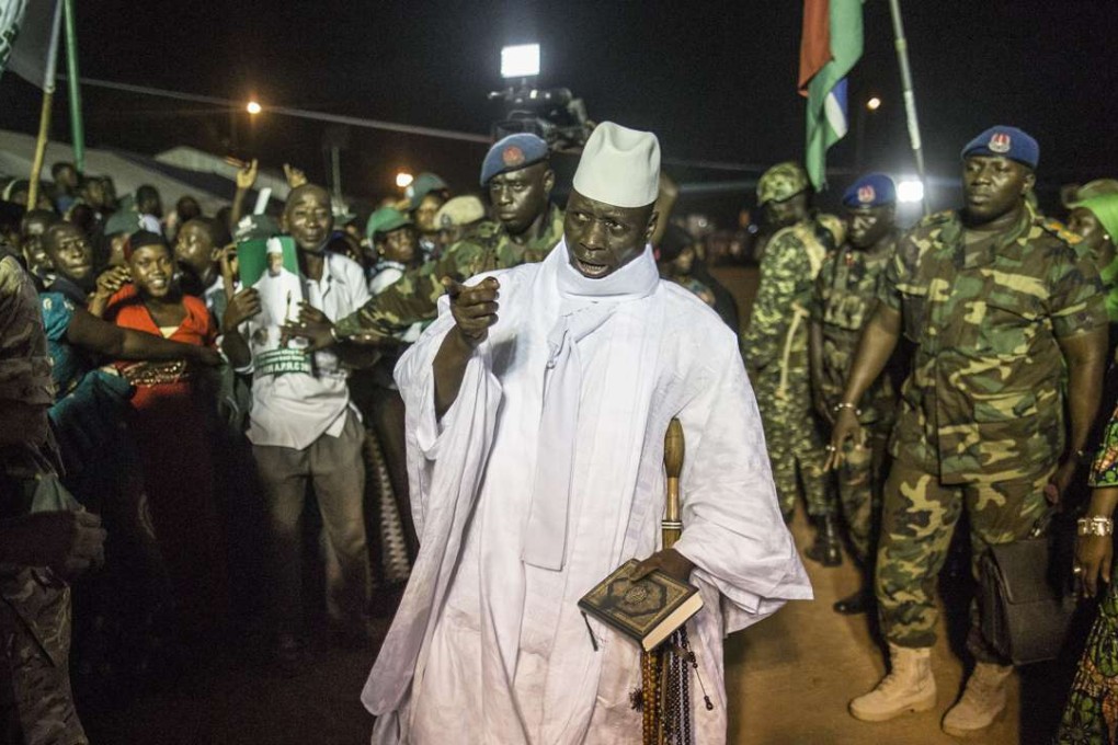 Gambia's incumbent President Yahya Jammeh (C) greeted by supporters as he refusedto quit days before the planned inauguration of his rival Adama Barrow. Photo: AFP