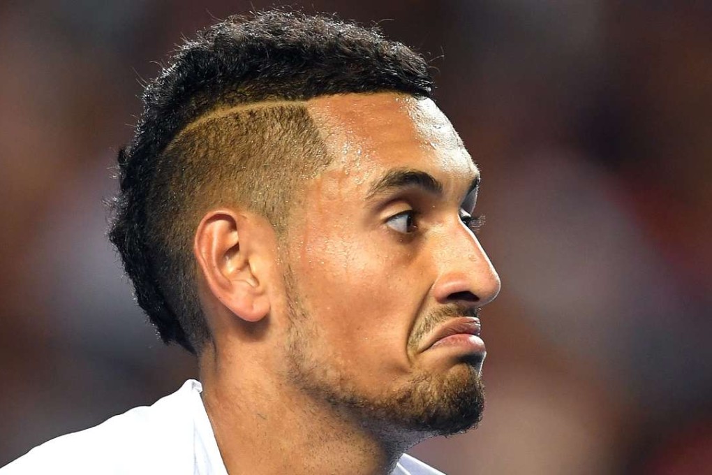 That’s the way it goes: Nick Kyrgios reacts to things not going his way against Andreas Seppi in their second-round match at the Australian Open. Photo: EPA
