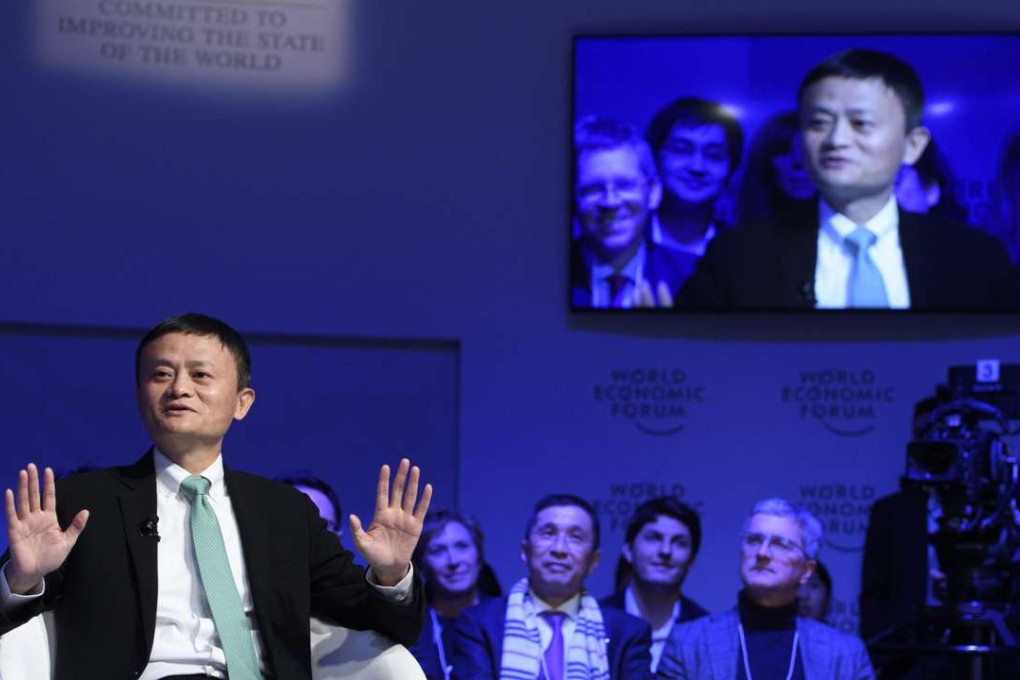 China's Jack Ma, Founder and Executive Chairman of Alibaba Group speaks at the World Economic Forum, in Davos, Switzerland. Photo: EPA