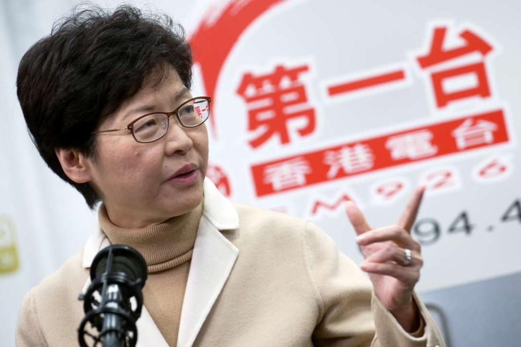 Former chief secretary Carrie Lam Cheng Yuet-ngor on an RTHK radio programme. Photo: Felix Wong