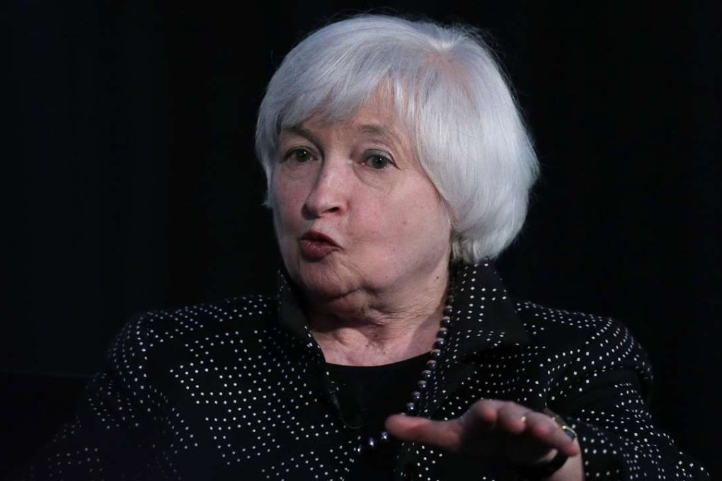 Federal Reserve Chair Janet Yellen speaks while being interviewed as part of a conversation at a Radcliffe Day event at Harvard University. Photo: AP