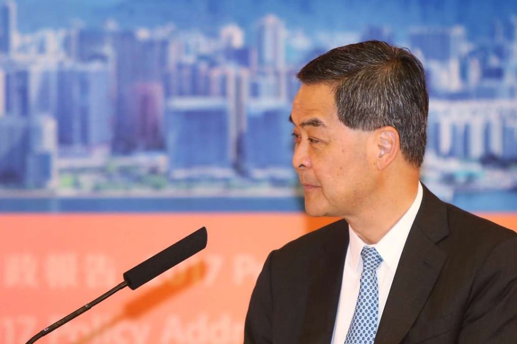 Chief Executive Leung Chun-ying attends a radio phone-in programme on his policy address. Photo: Xiaomei Chen