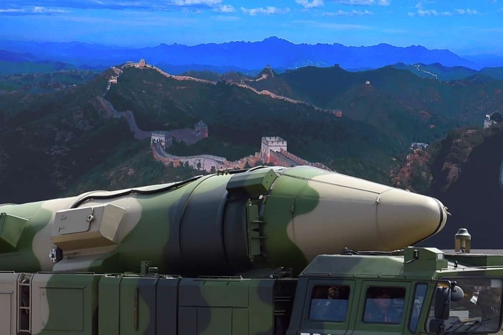 A Chinese military vehicle carrying a “carrier killer” DF-21D missile. The missiles are one reason the US cannot afford a war in the South China Sea. Photo: AFP