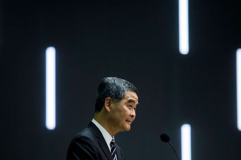 Chief Executive Leung Chun-ying speaks at a press conference after delivering his final policy address to the Legislative Council. Photo: AFP