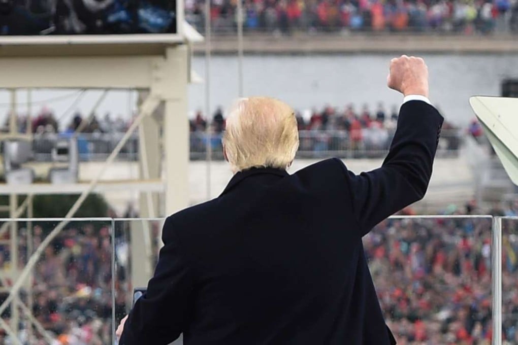 US President Donald Trump celebrates after his speech. Photo: AFP