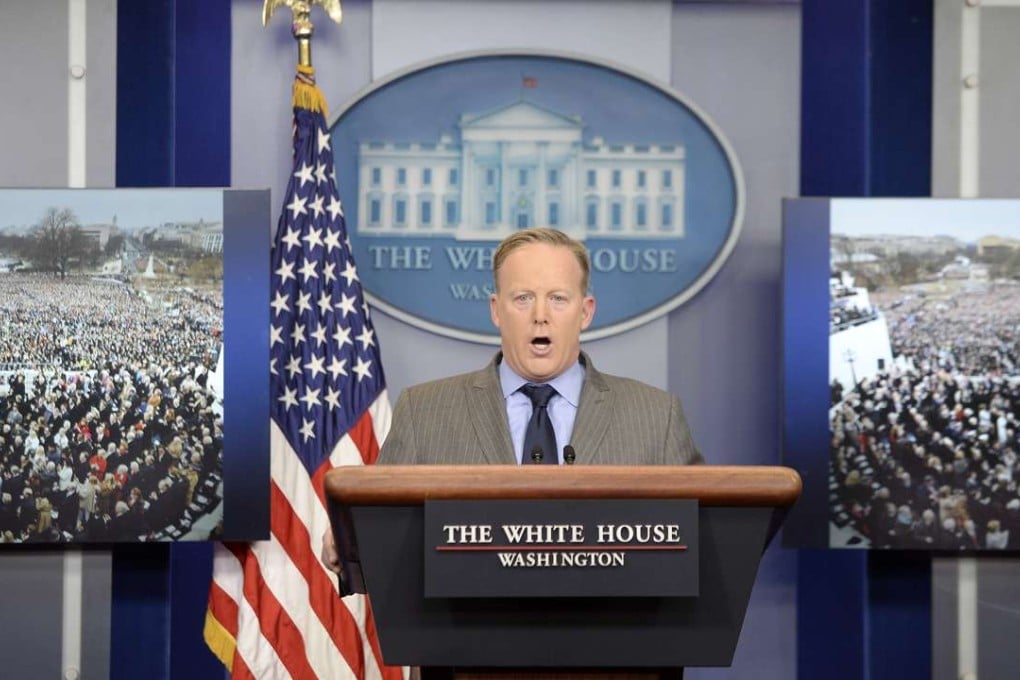 White House press secretary Sean Spicer speaks in the media briefing room in Washington, D.C. Photo: TNS