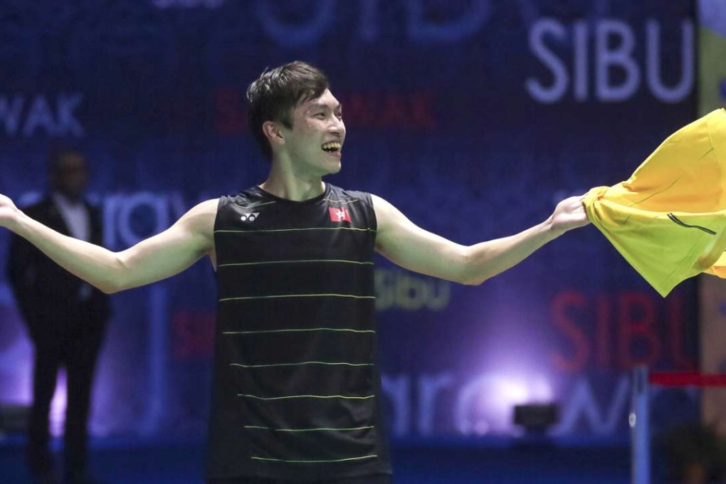 Hong Kong's Angus Ng Ka-long celebrates his win over South Korea's Lee Hyun-il. Photos: AP