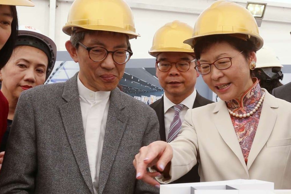 The museum has drawn controversy since it was announced in December by Carrie Lam, and it has intensified after internal documents showed architect Rocco Yim (left) had commissioned an engineering firm to conduct a feasibility study 20 days before he was appointed to spearhead the design. Photo: K. Y. Cheng