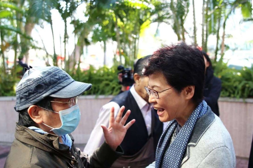 Lam visiting Aberdeen on Friday. Photo: Nora Tam