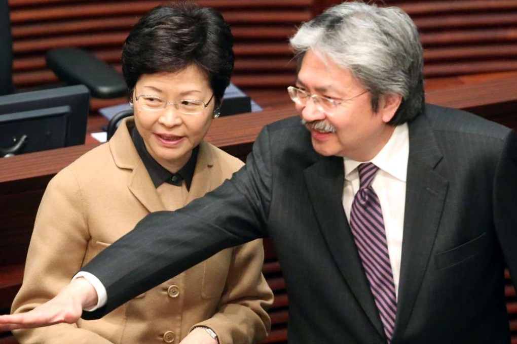 Pro-Beijing papers have given all-out coverage to former chief secretary Carrie Lam’s bid for Hong Kong’s top job, but ex-financial secretary John Tsang has not garnered similar column space. Photo: Sam Tsang