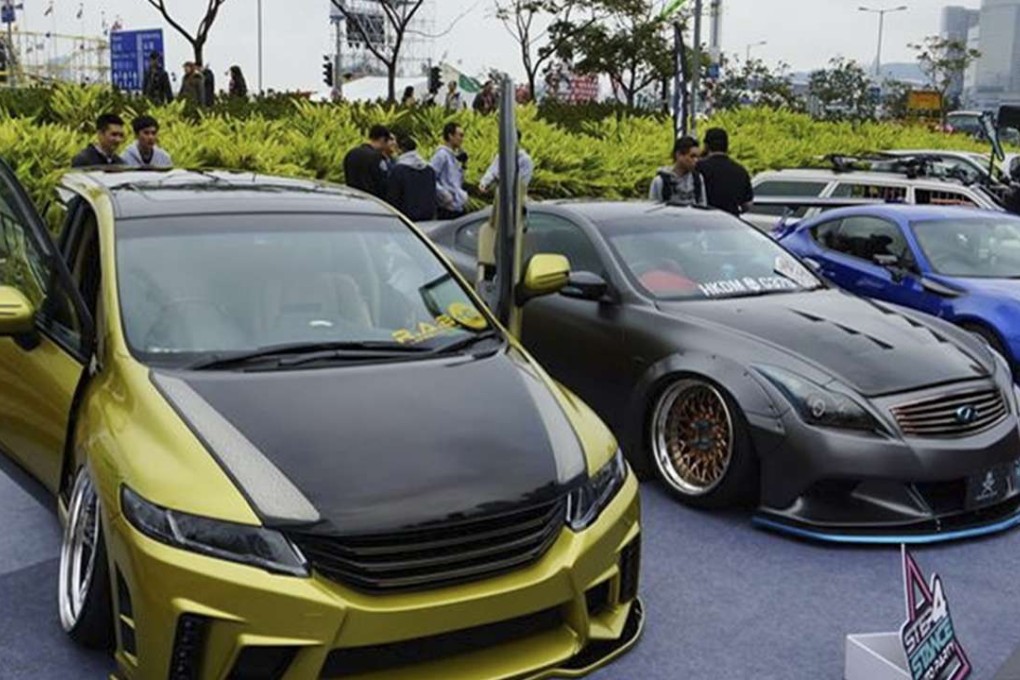 Customised cars at the StepforStance stand at the Motoring Clubs’ Festival in Central on January 15. Photo: Classic Auto-cycle Museum