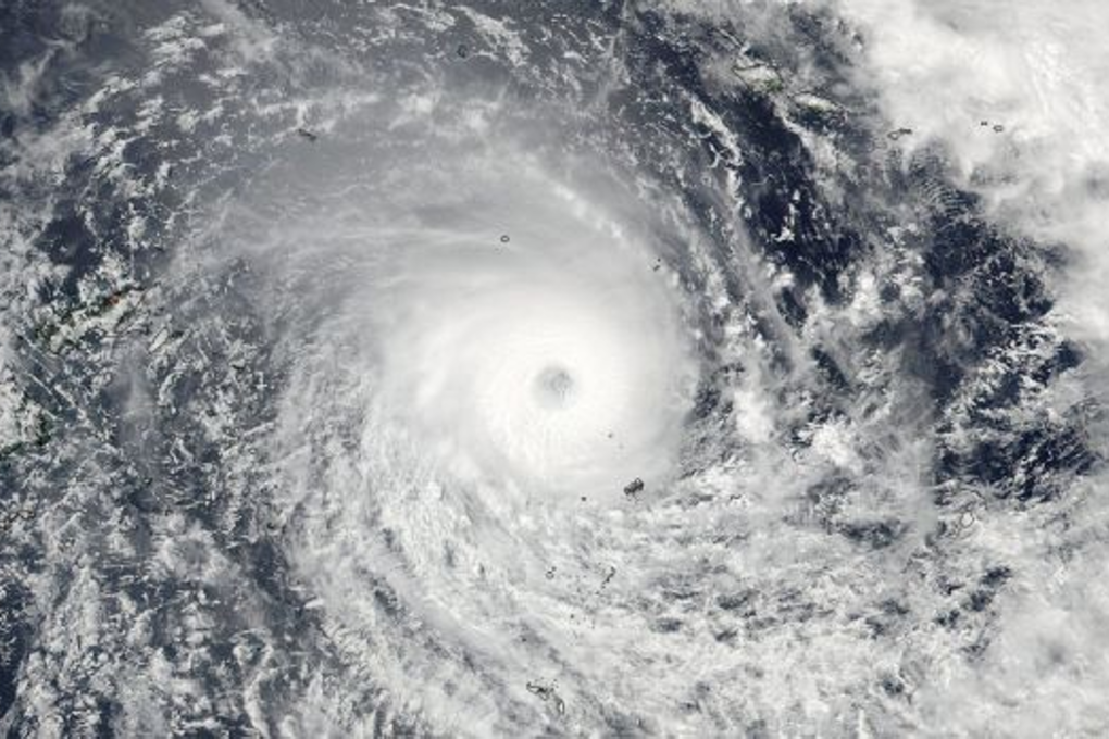 A satellite image released by NASA shows super cyclone Winston as it spun over Fiji's region. Photo: NASA
