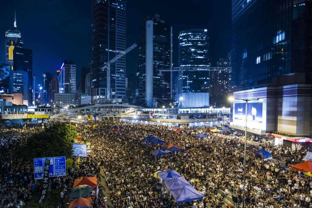 Pro-democracy supporters gather at Admiralty on October 10, 2014. Photo: AFP