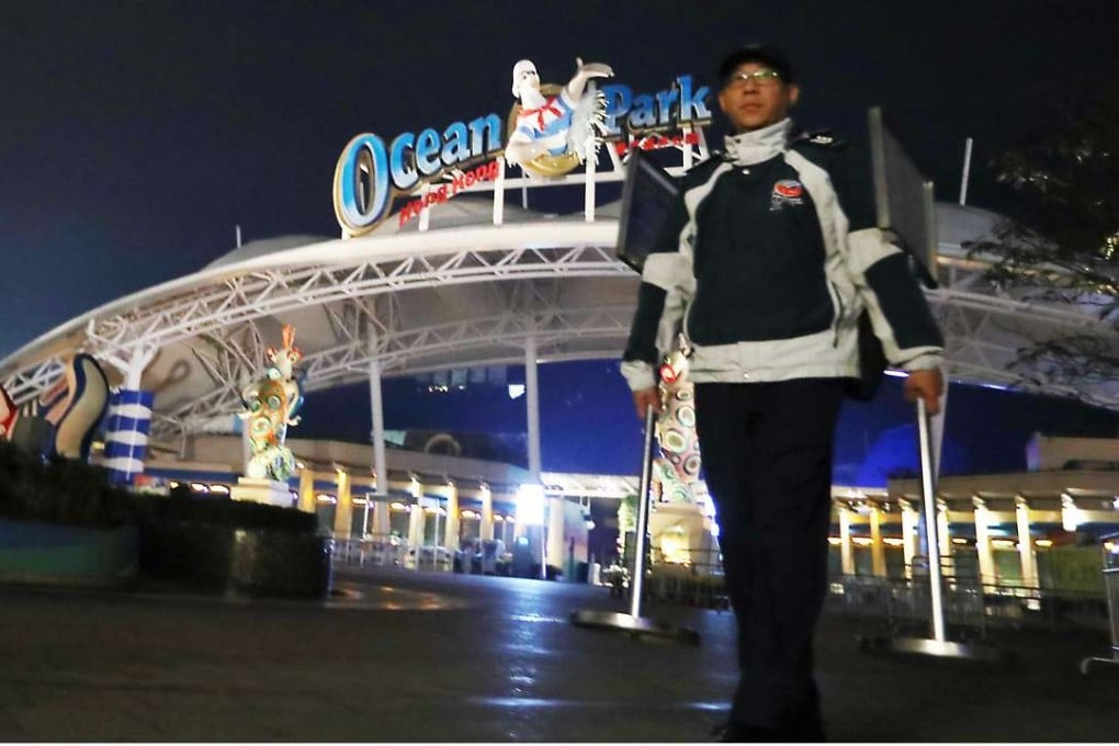 Ocean Park staff tidy up after the visitors leave. Photos: Nora Tam