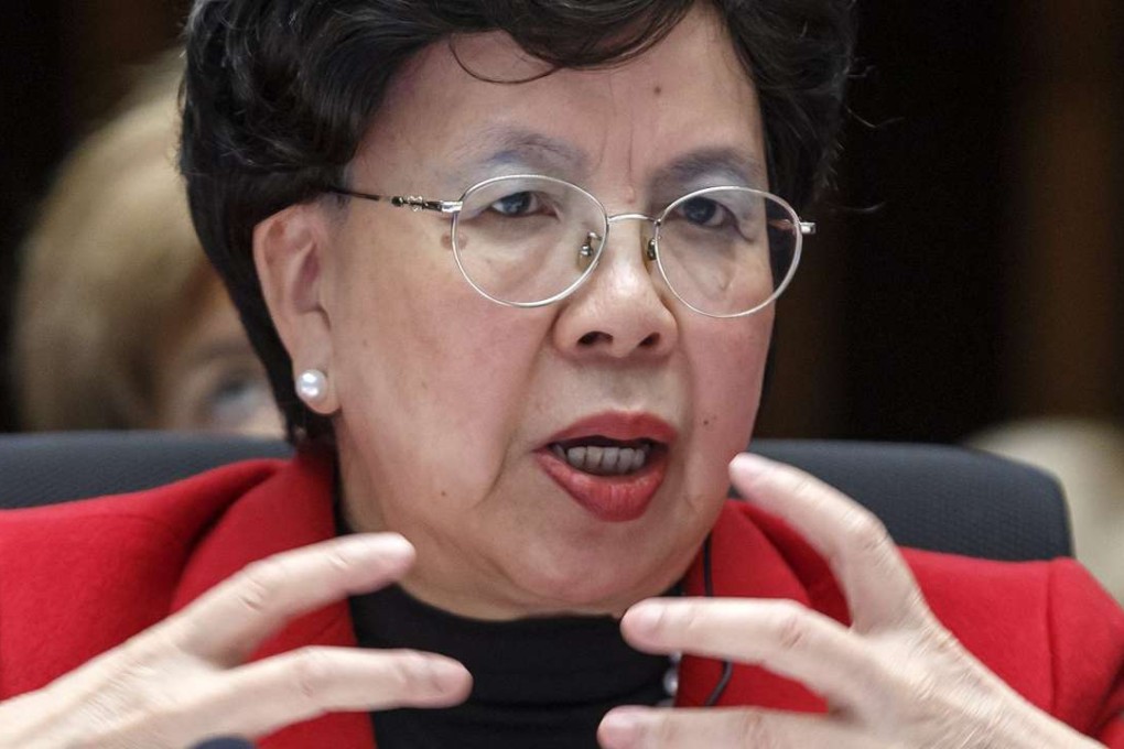 Margaret Chan, General Director of the World Health Organisation, speaks at the start of the 140th session of the Executive Board of the WHO, at the organisation's headquarters in Geneva, Switzerland, on Monday. Photo: EPA