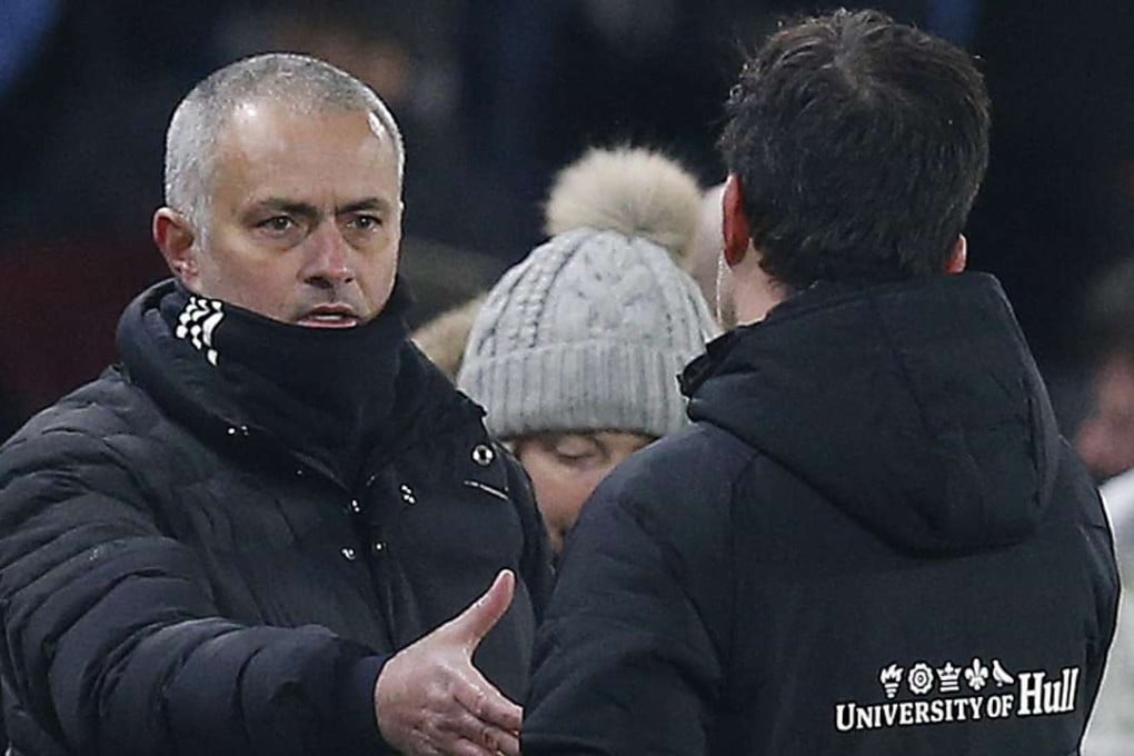 Britain Football Soccer - Hull City v Manchester United - EFL Cup Semi Final Second Leg - The Kingston Communications Stadium - 26/1/17 Manchester United manager Jose Mourinho and Hull City manager Marco Silva after the match Reuters / Andrew Yates Livepic EDITORIAL USE ONLY. No use with unauthorized audio, video, data, fixture lists, club/league logos or "live" services. Online in-match use limited to 45 images, no video emulation. No use in betting, games or single club/league/player publications. Please contact your account representative for further details.