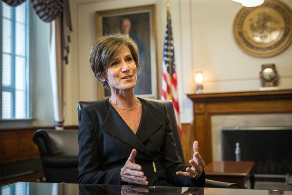 Acting Attorney General Sally Yates, an Obama administration holdover who was to serve until Trump’s nominee was installed, said in a letter released to reporters late Monday that she questioned the legality of Trump’s moves to block refugees and temporarily ban entry for citizens from seven Muslim nations. Photo: Washington Post