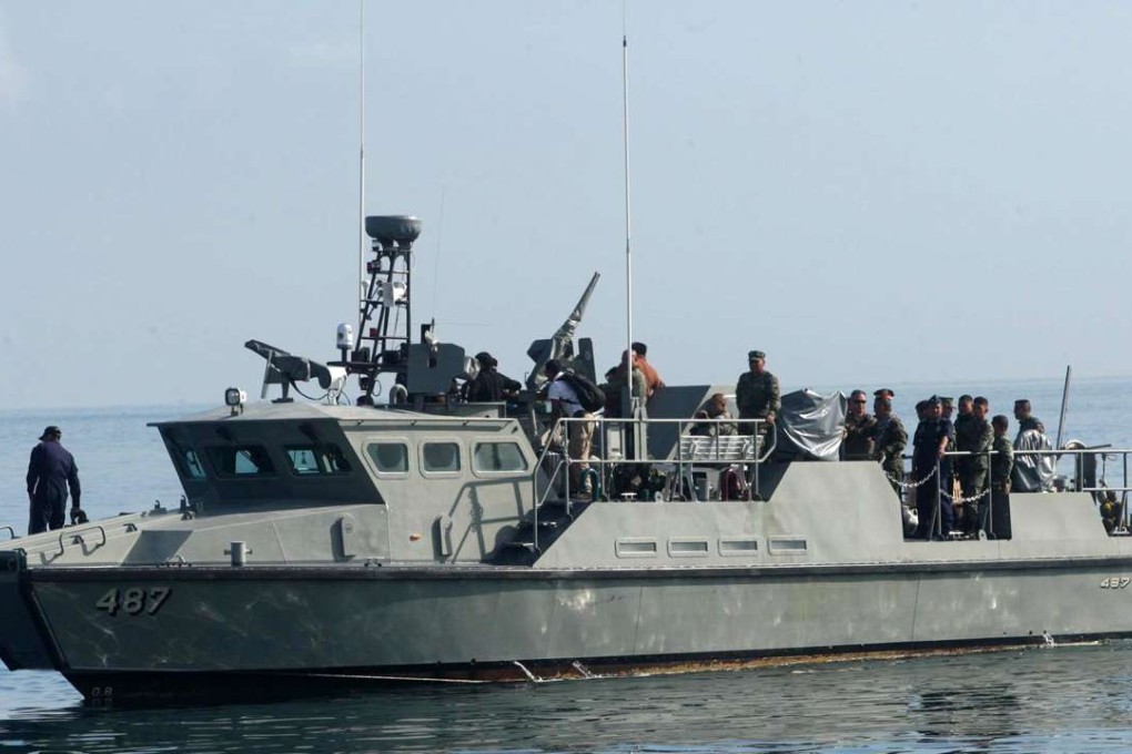 A Philippines navy patrol boat in Sulu province, southern Philippines, in 2014 after the abduction of a Chinese tourist and a Filipino resort worker in the Malaysian state of Sabah. Photo: EPA