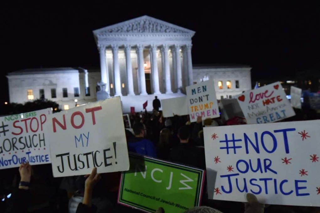 Demonstrators gather outside of the US Supreme Court after Trump announced Neil Gorsuch as his nominee to fill the seat of former Associate Justice of the Supreme Court Antonin Scalia in Washington, DC. Photo: AFP