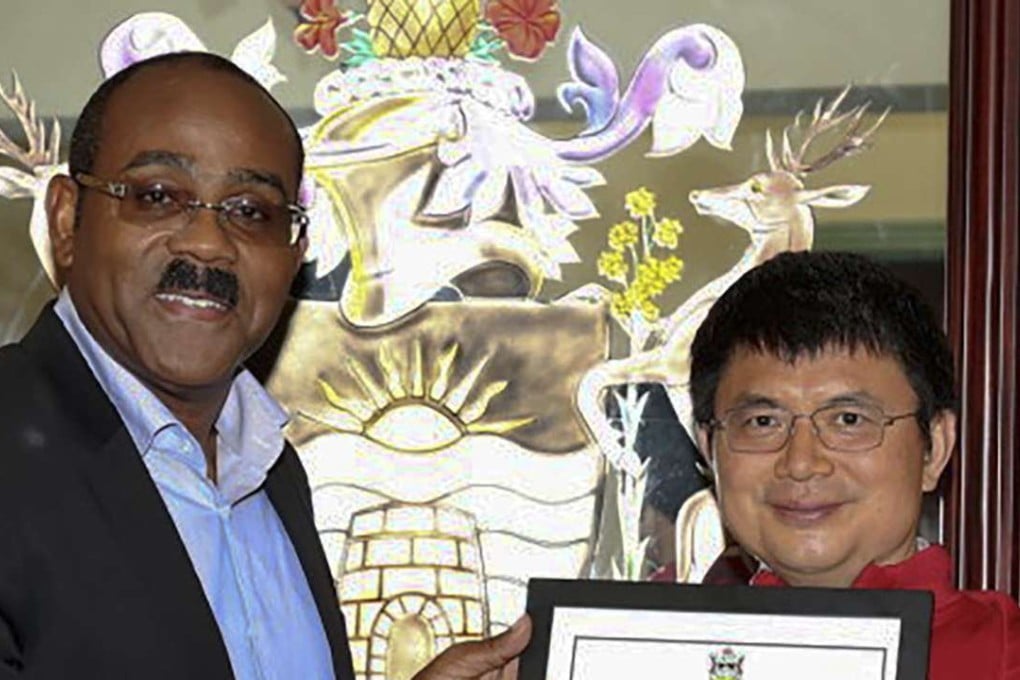 Antigua and Barbuda Prime Minister Gaston Browne with Xiao. Photo: Handout
