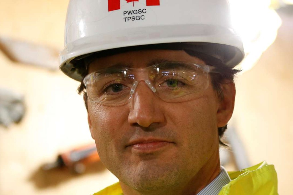 Canada’s Prime Minister Justin Trudeau takes part in an event marking the completion of masonry work on West Block on Parliament Hill in Ottawa on Wednesday. Photo: Reuters