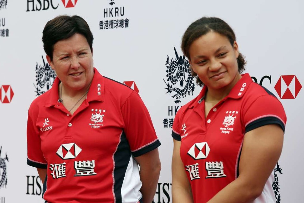 Hong Kong coach Anna Richards and player Natasha Olson-Thorne prior to the 2016 Hong Kong Women’s Rugby Sevens. Photo: Jonathan Wong