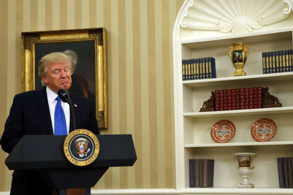 US President Donald Trump speaks during the swearing-in ceremony on Wednesday for the new US Secretary of State Rex Tillerson (not pictured), at the Oval Office of the White House. The world still looks up to America. But, like it or not, the empire of our times is a changed nation. Photo: Reuters