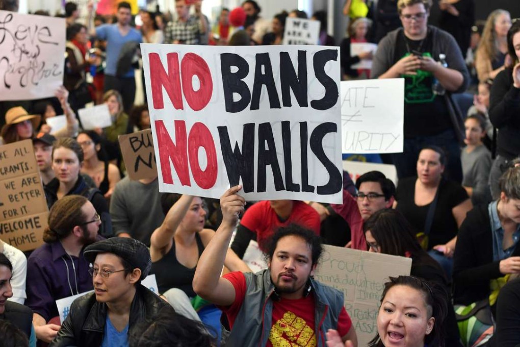 Demonstrators have lashed out over Trump’s recent executive orders restricting travel from seven Muslim-majority countries. Photo: AFP