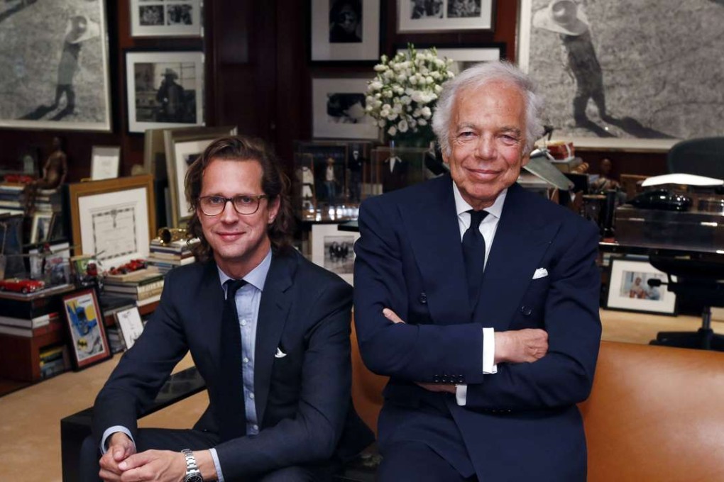 Designer Ralph Lauren (right) in his office with Stefan Larsson in New York in November 2015. Photo: AP