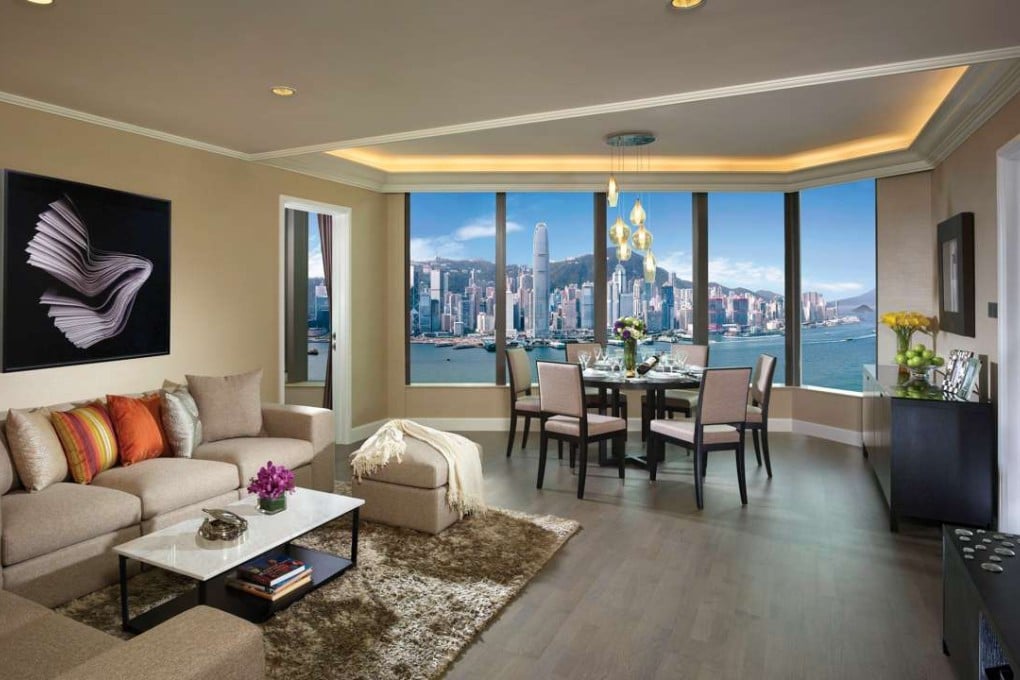Living room at Gateway Apartments in Harbour City, Tsim Sha Tsui