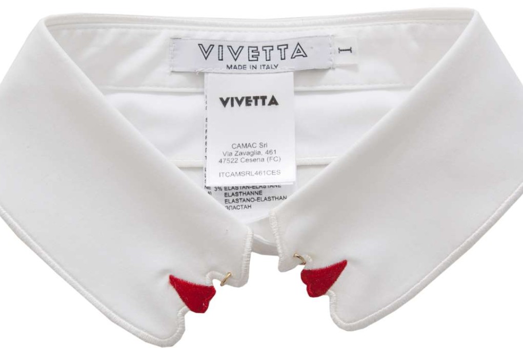 This face-embroidered collar by Cocktail Vivetta sells for HK$1,995.