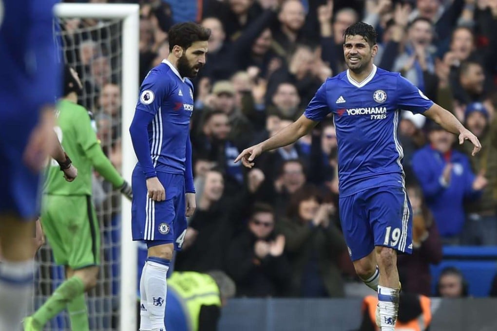 Cesc Fabregas keeps his celebrations muted after scoring Chelsea’s third goal. Photo: Reuters