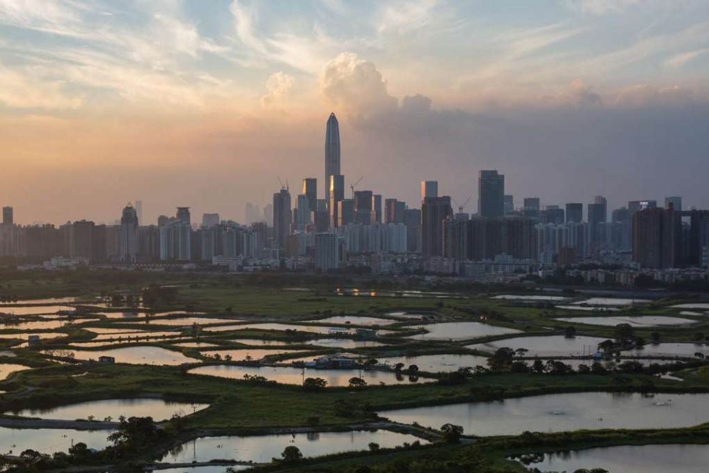 The city of Shenzhen, as seen from the Hong Kong side, where a green belts lies between the two territories. Photo: EPA/Jerome Favre