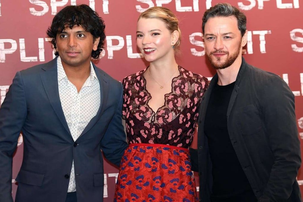 Director M. Night Shyamalan with Split stars Anya Taylor-Joy and James McAvoy. Photo: EPA