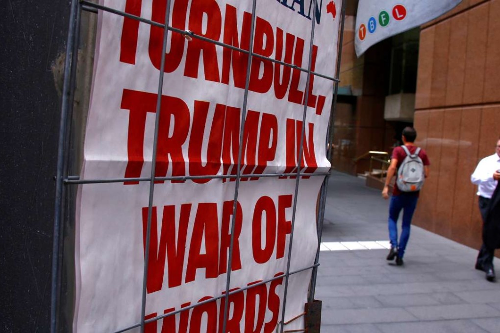 A newspaper headline highlights the phone conversation between US President Donald Trump and Australian Prime Minister Malcolm Turnbull, in central Sydney on February 3. Photo: Reuters