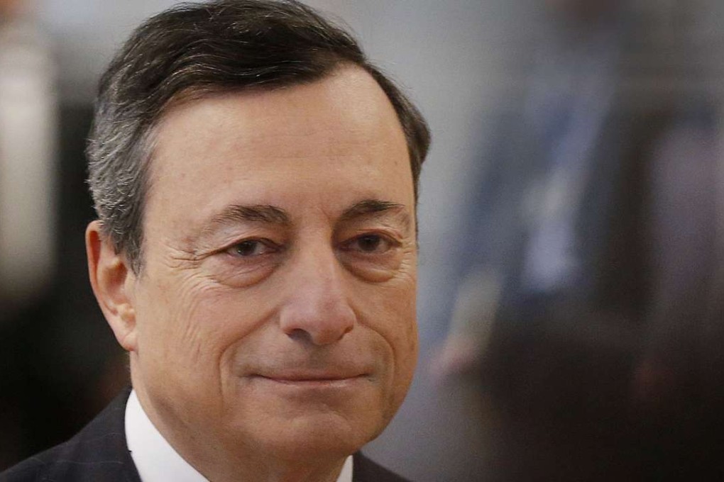 File picture of Mario Draghi, President of the European Central Bank, while on his way to a news conference after a meeting of the governing council in Frankfurt, Germany. Photo: AP
