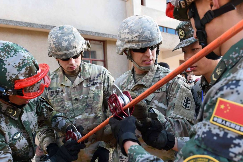 Chinese and American military personnel take part in a joint humanitarian aid and disaster relief drill in Kunming, Yunnan province, last November. Positive bilateral moves in the wider region may be under threat as both sides ratchet up tensions in the wake of US President Donald Trump’s aggressive arrival in office. Photo: Xinhua
