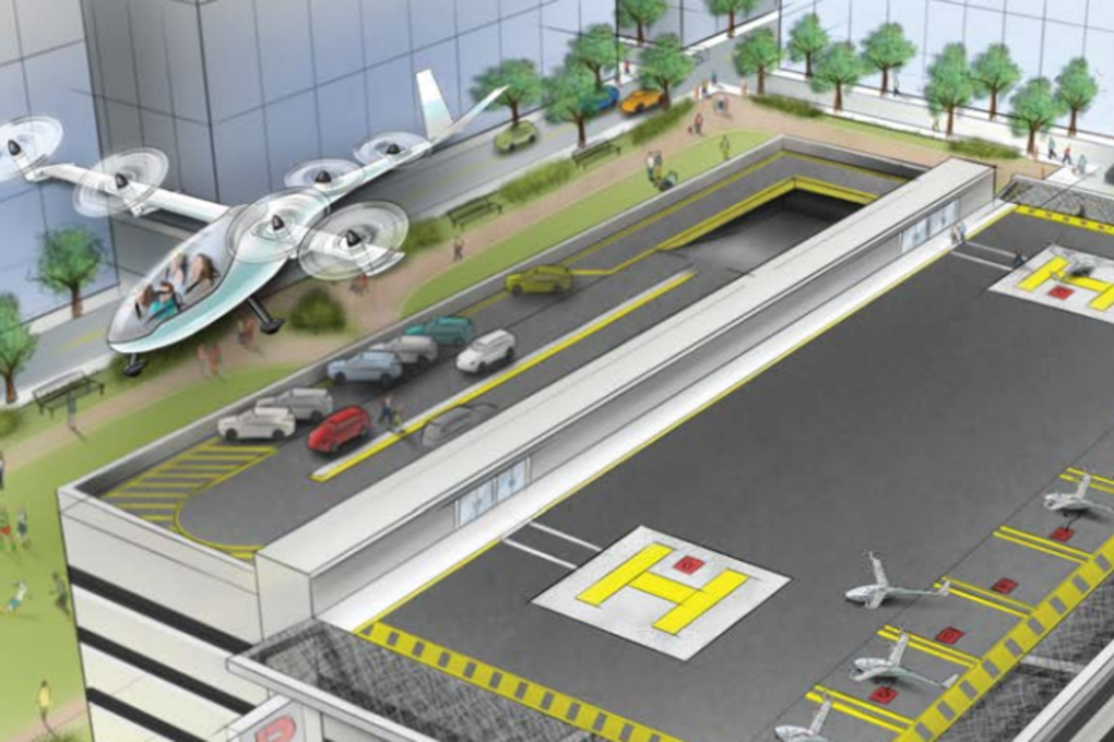 A rendering of Uber’s VTOL aircraft. Photo: Uber