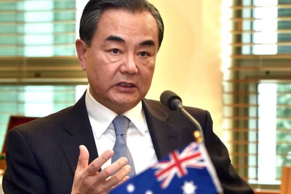 China's Foreign Minister Wang Yi in Canberra during talks with his Australian counterpart Julie Bishop on Tuesday. Photo: AFP