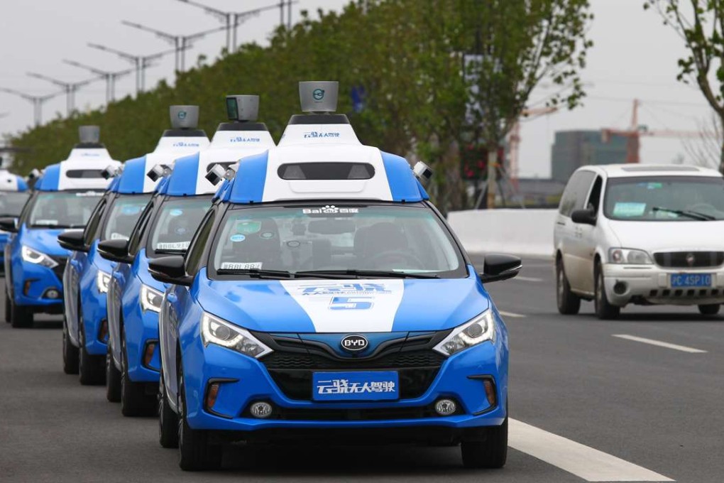 Baidu driverless cars are pictured during the 3rd World Internet Conference in China in November last year. The company has been gearing up its efforts in AI, which it has aggressively applied to driverless cars. Photo: Simon Song