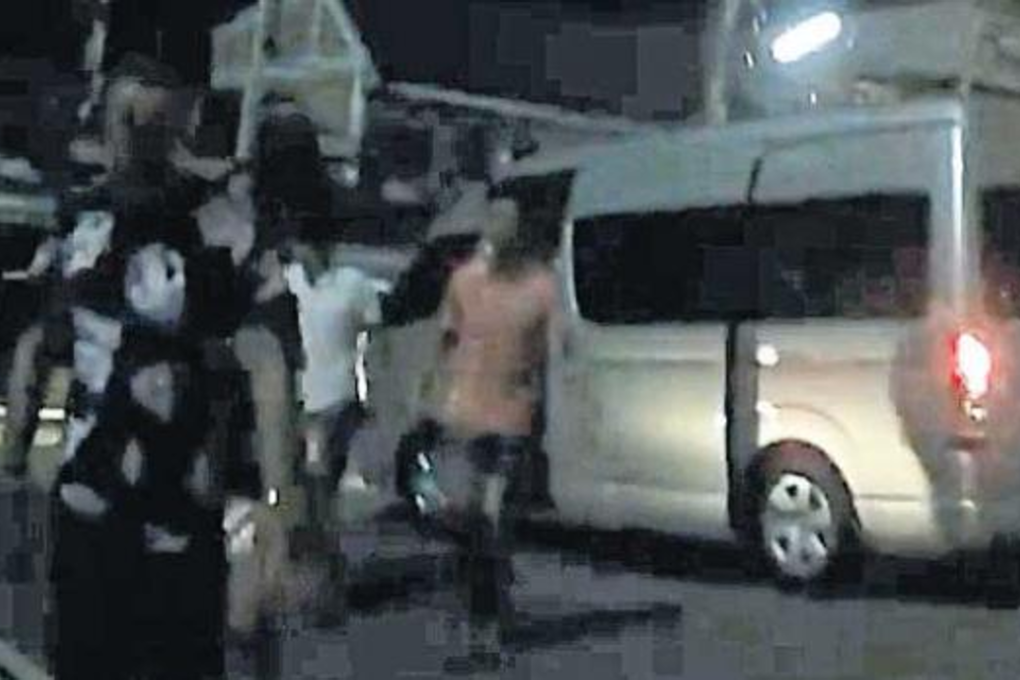 Footage from the vehicle camera of Suthep Pochanasomboon, 50, shows a group of teenagers storming up to his car before he shot one of the them dead.