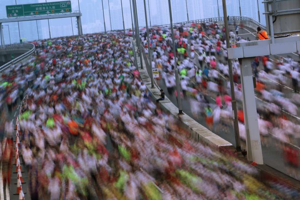 Participants in action at the Hong Kong Marathon. Photo: SCMP