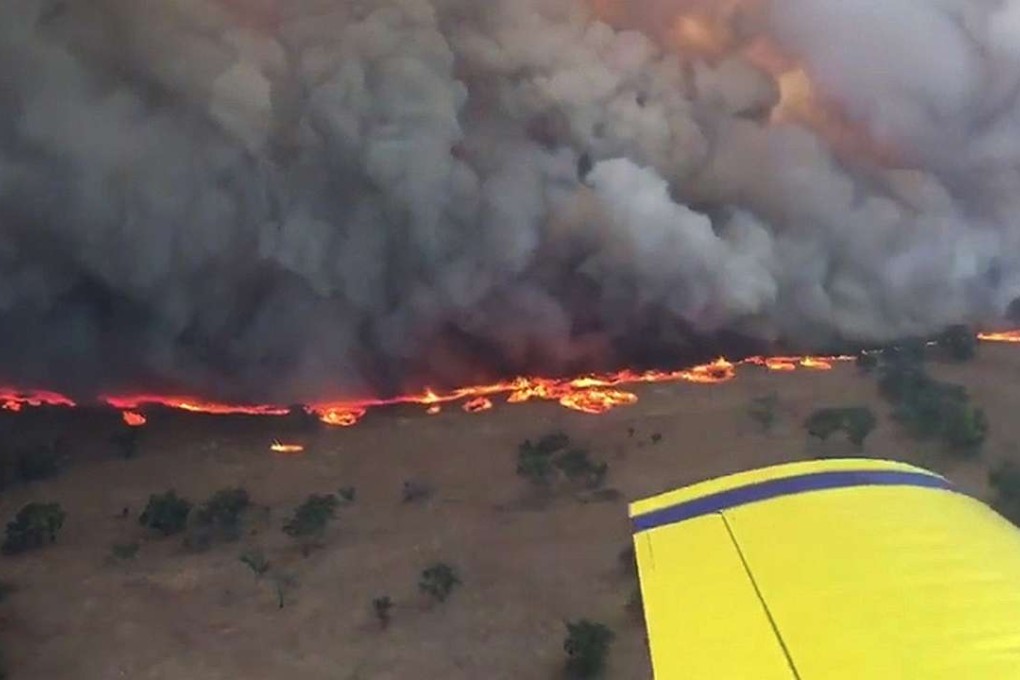 An aerial view of a bushfire in the New South Wales Central West region. Photo: EPA