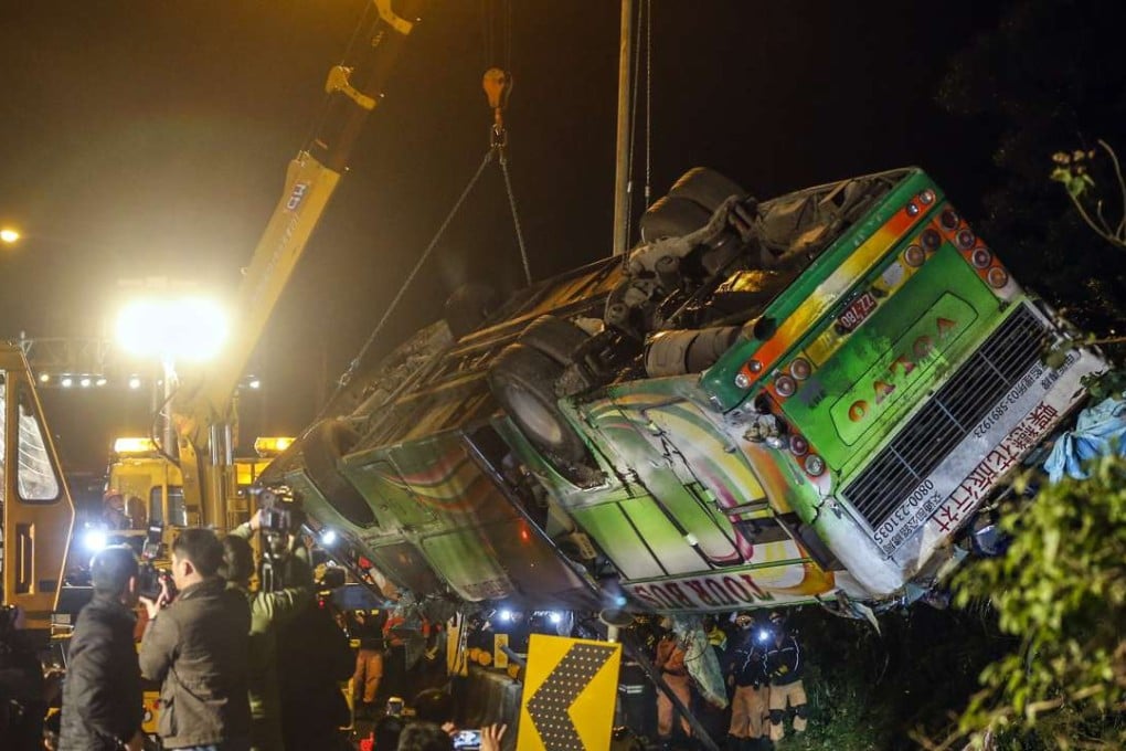 The scene of the crash in Taipei. Photo: EPA