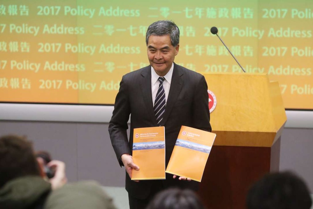 Chief Executive Leung Chun-ying at his swansong policy address. Photo: Edward Wong