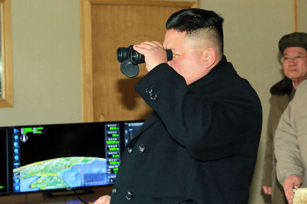 Photo released on February 13 by North Korea's official Korean Central News Agency (KCNA) shows North Korean leader Kim Jong-Un inspecting the test-launch of a surface-to-surface medium long-range ballistic missile Pukguksong-2 at an undisclosed location. Photo: AFP/KCNA VIA KNS