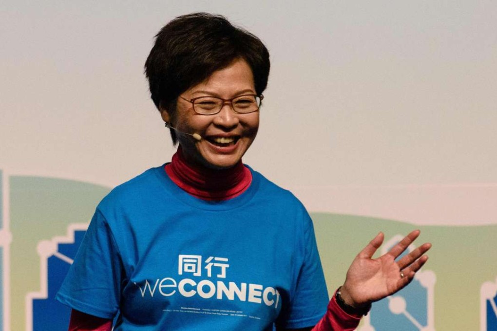 Carrie Lam was last to give hints of her election platform. Her offering on Monday was in stark contrast to key rival John Tsang Chun-wah, who tackled the big questions in his 73-page manifesto. Photo: AFP