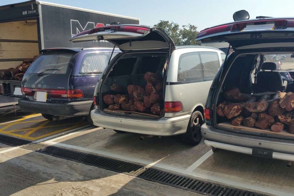 Police seized wood from several vehicles. Photo: Handout