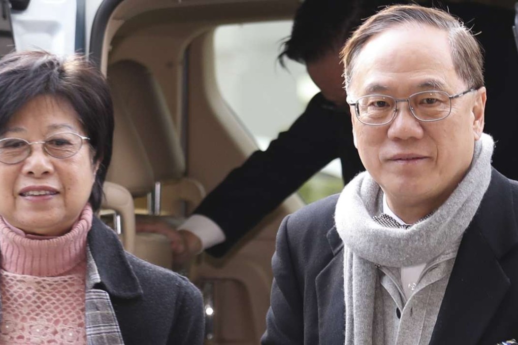 Former Hong Kong chief executive Donald Tsang Yam-kuen with wife Selina Tsang Pou Siu-mei. Photo: Nora Tam